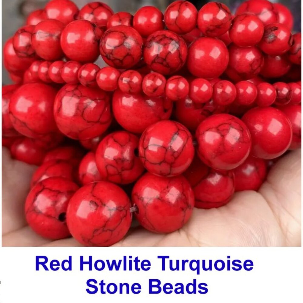 Red Turquoise Howlite  Natural Stone15" Strand